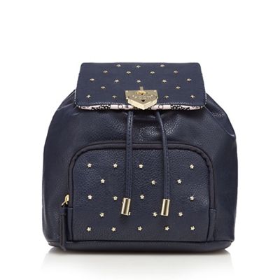 Navy star studded mini backpack